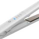 Cordless Hair Straightener and Curler, 2 in 1 Portable Mini Flat Iron & Curling, Fast Heating & Titanium Plate with 4 Adjustable Temp, Travel Size and USB Rechargeable with Pouch (White)