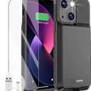 GIN FOXI Battery Case for iPhone 13/13 Pro/14/14 Pro, Ultra-Slim Charging Case Real 7000mAh Rechargeable Anti-Fall Protection Extended Charger Cover for iPhone 13/13Pro/14/14 Pro 6.1" Black