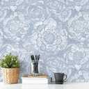 HeloHo Peel and Stick Wallpaper Light Blue Floral Wall Paper Self Adhesive Removable Waterproof Contact Paper for Bedroom Bathroom Living Room Decor 17.3" X 196.8"