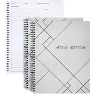 Juvale 2 Pack Meeting Notebooks for Work, Spiral-Bound Daily Planner for Project Management, Office, Business, Note Taking, Organizer, and Office Supplies (160 Pages, 8.5 x 11 In)
