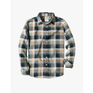 Dubinik® Flannel Shirt for Men Plaid Mens Button Down Long Sleeve Shirts Soft Pure Cotton Casual Cozy Regular Fit, Size Medium, Navy Blue Green Orange 
