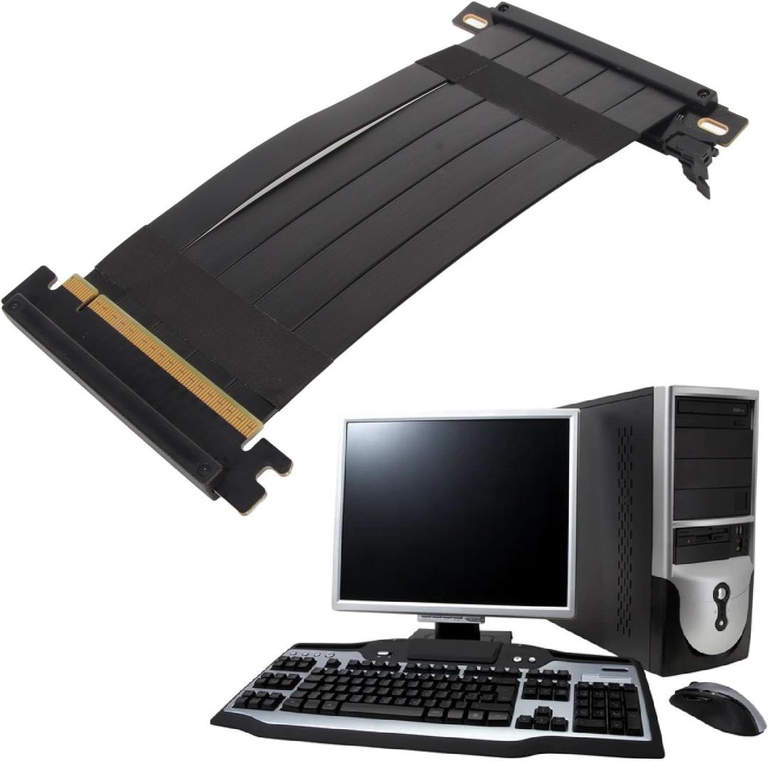 Zopsc PCIE 4.0 X16 Riser Cable High Speed Flexible Double Sided 180 Degree GPU Extension Cable for 4090 for RX 7900 XT. (Black)
