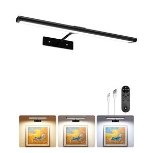 EZVALO Picture Light for Wall, 4800mAh Rechargeable Wireless Remote Battery Lights for Painting, 16In Dimmable Magnetic LED Art Display Light, Colors Temperatures, for Gallery, Living Room,Hallway