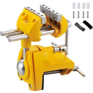 MAXMAN Bench Vise 3 Inch, Heavy Duty Home Bench Clamp with 360 Swivel Base, Multi-Purpose Cast Steel Table Vise, Vise Clamps Fixed Tool for Woodworking, Metalworking, Cutting Conduit, Drilling (Yellow)