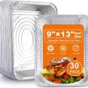 Aluminum Foil Pans 9x13 Disposable 30 Pack Half Size Aluminum Foil Heavy Duty deep Steam Table Pan, Tin foil Turkey Sheets Tray Chafing Grill Accessories for Cooking, Baking, Storing, Food Prepping