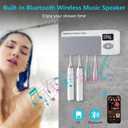 Toothbrush Holder with UV Cleaning, Multifunctional Bathroom Wall Mounted Toothbrush Holder with Bluetooth Music Player, 4000mAh USB Charging, Electric Toothbrushes Organizer