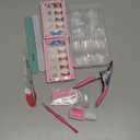 600PCS Clear Coffin Nail Tips Set Qinzave Clear Acrylic Nail Tips with Nail Glue Coffin Nails Full Cover with Nail Display Stand, Cuticle Nail Pusher Remover, Nail Files Buffer