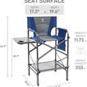 EVER ADVANCED Tall Folding Chair 30.7" Seat Height Directors Chair High Foldable Bar Stool for Makeup Artist Face Painting with Side Table Cup Holder and Storage Pocket Supports 350LBS (Blue/Grey)