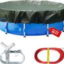32 ft Round Heavy Duty Winter Pool Cover for 28 ft Above Ground Pools, UV Resistant & Anti-Tear, Black/Olive Green, Winch & Cable Included by COVALL