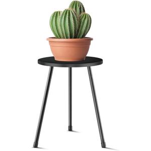 KINNARY Plant Stand Indoor, Mid Century Wood Plant Stand Black Plant Table for Flower Pots, Tall Metal Plant Holder, Modern Home Decor Small Round Side End Table (11.8"x16")