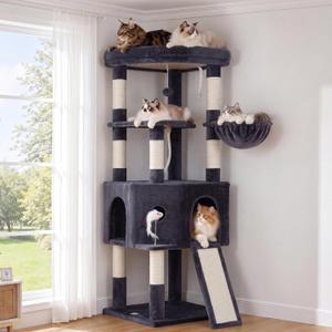 Cat Tree, 61 Inch Tall Cat Tower, Diamond-Shaped Cat Cave VCT001G
