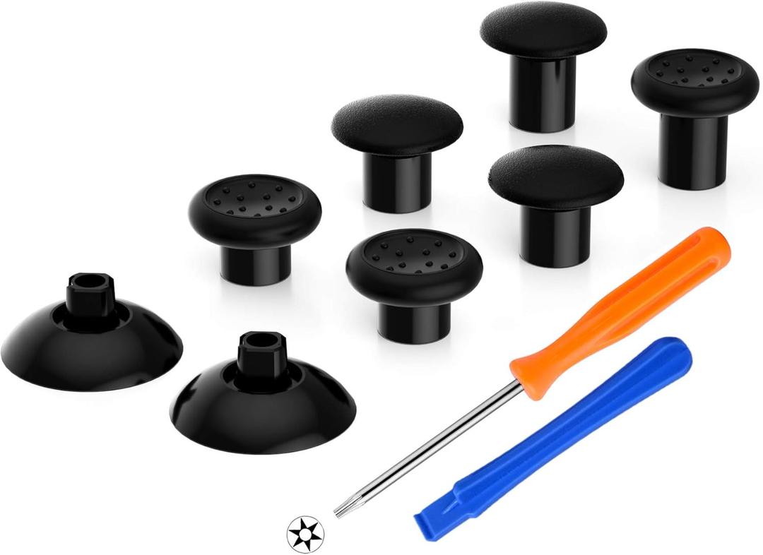 eXtremeRate ThumbsGear Interchangeable Thumbstick for Xbox Controller - Improve Comfort - Black 3 Height Domed & Concave Grips Ergonomic Adjustable Joystick for Xbox Seires X/S, for Xbox One S/X/Elite