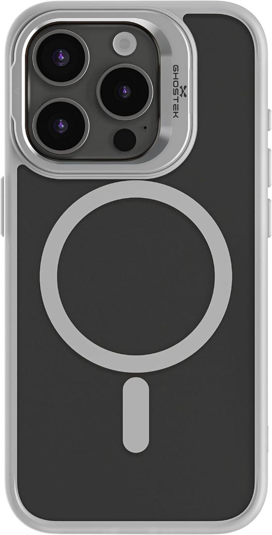 Ghostek KickCam iPhone 15 Pro Case with Camera Kickstand and Compatible with Apple MagSafe, Shockproof Protective Phone Cover (6.1 Inch, White)