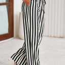 PRETTYGARDEN Women's Wide Leg Lounge Pants Spring Summer Drawstring Elastic Waist Comfy Striped Pajama Bottoms Trendy Clothes (S)