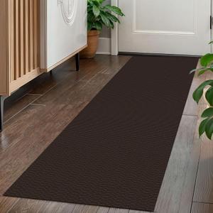 KOZYFLY Washable Runner Rug 2x5 Ft Runners for Hallways Rubber Backed Throw Rug, Braided Cotton Entryway Runner Indoor, Carpet Runners for Hallway Kitchen Entryway Bedroom, Dark Coffee/Brown