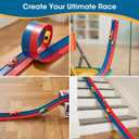 15 Ft Flexible Race Track for Kids with 2 Toy Cars, Safe US-Certified PVC Car Track Withstands Repeated Bending, Compatible with 1/64 Scale Model Cars and Powerful Suction Cups for Indoor and Outdoor