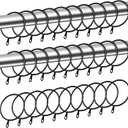 Shappy 40 Pack Metal Drapery Curtain Rod Rings with Eyelets Internal Diameter 1.97in Fits up to 1.57in Rod Hanging Drape Sliding Eyelet Black Rings for Window Door Shower Bathroom