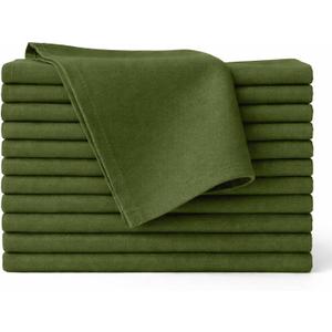 Cloth Napkins Set of 12, 100% Cotton Fabric Reusable Dinner Napkins, 18 x 18 Inch Washable Table & Kitchen Napkins for Everyday Dining, Entertaining, Home & Restaurant Use, Moss Green