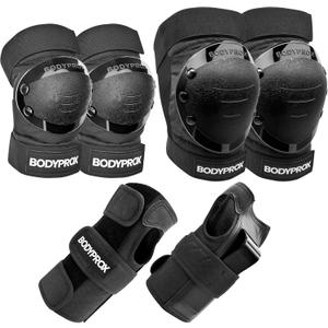 BODYPROX Knee Pads Elbow Pads Wrist Guards Set for Inline Skating, Skateboarding, Roller Derby and BMX Ride. (Youth One Size)