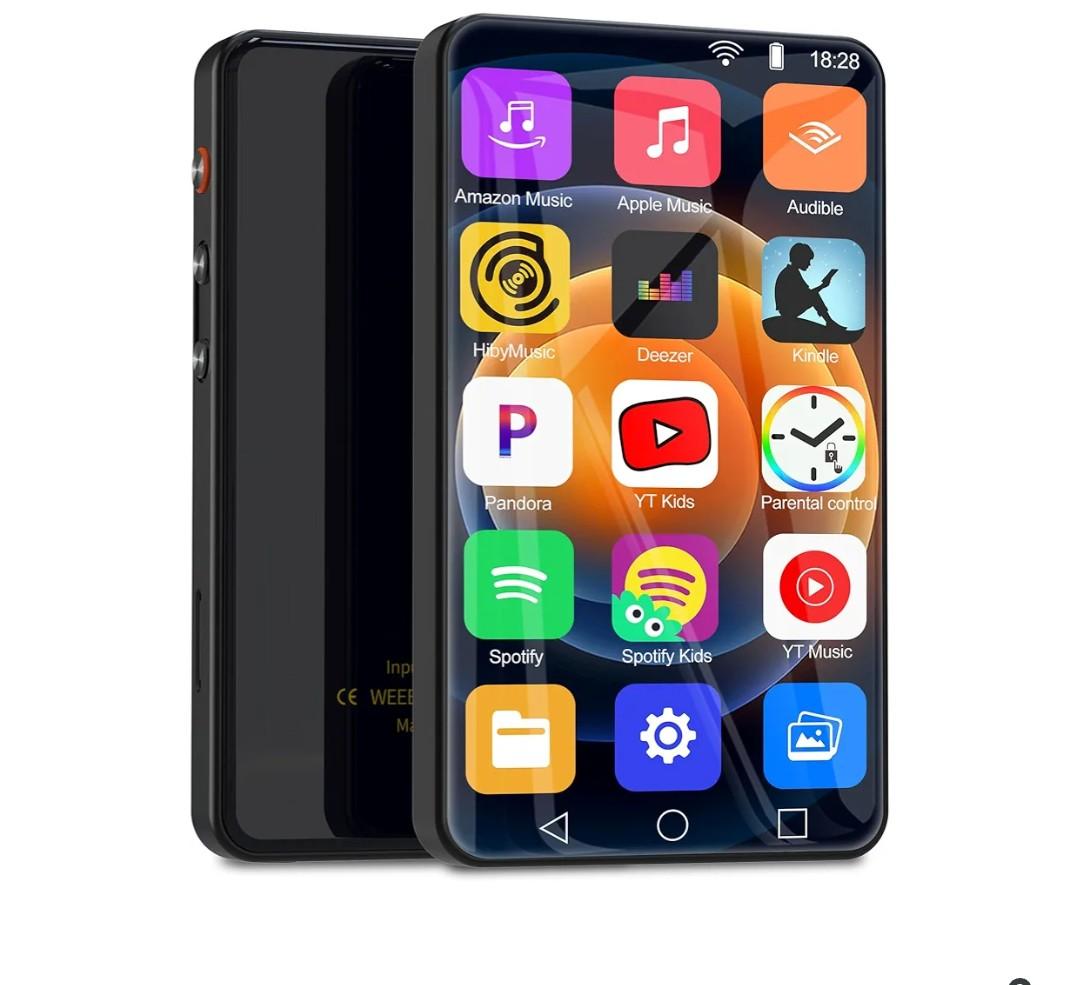 Player with Bluetooth and WiFi, 4" Full-Color Touch Screen MP4 Music Player with Spotify, Parental Control,YouTube, Amazon Music, Pandora, Android Mainstream Media MP3 Player for Kids, Black