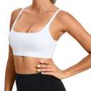 RUNNING GIRL Sports Bras for Women,Square Neck Sports Bra Medium Support Yoga Bra Workout Crop Top with Removable Cups (White, XL)