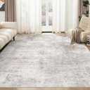 Washable Rug 10x14 Area Rugs for Living Room: Modern Abstract Neutral Soft Carpet for Bedroom Dining Room Under Kitchen Table Home Office Decor - Brown Grey