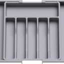 Lifewit Silverware Drawer Organizer, Expandable Utensil Tray for Kitchen, BPA Free Flatware and Cutlery Holder, Adjustable Plastic Storage for Spoons Forks Knives, Large, Grey (Gray)