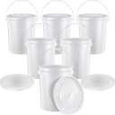United Solutions 5-Gallon Heavy-Duty Buckets with Snap-On Lids, 6-Pack – BPA-Free, Food-Grade Plastic, Multi-Purpose Storage for Home, DIY, and Job Sites – White