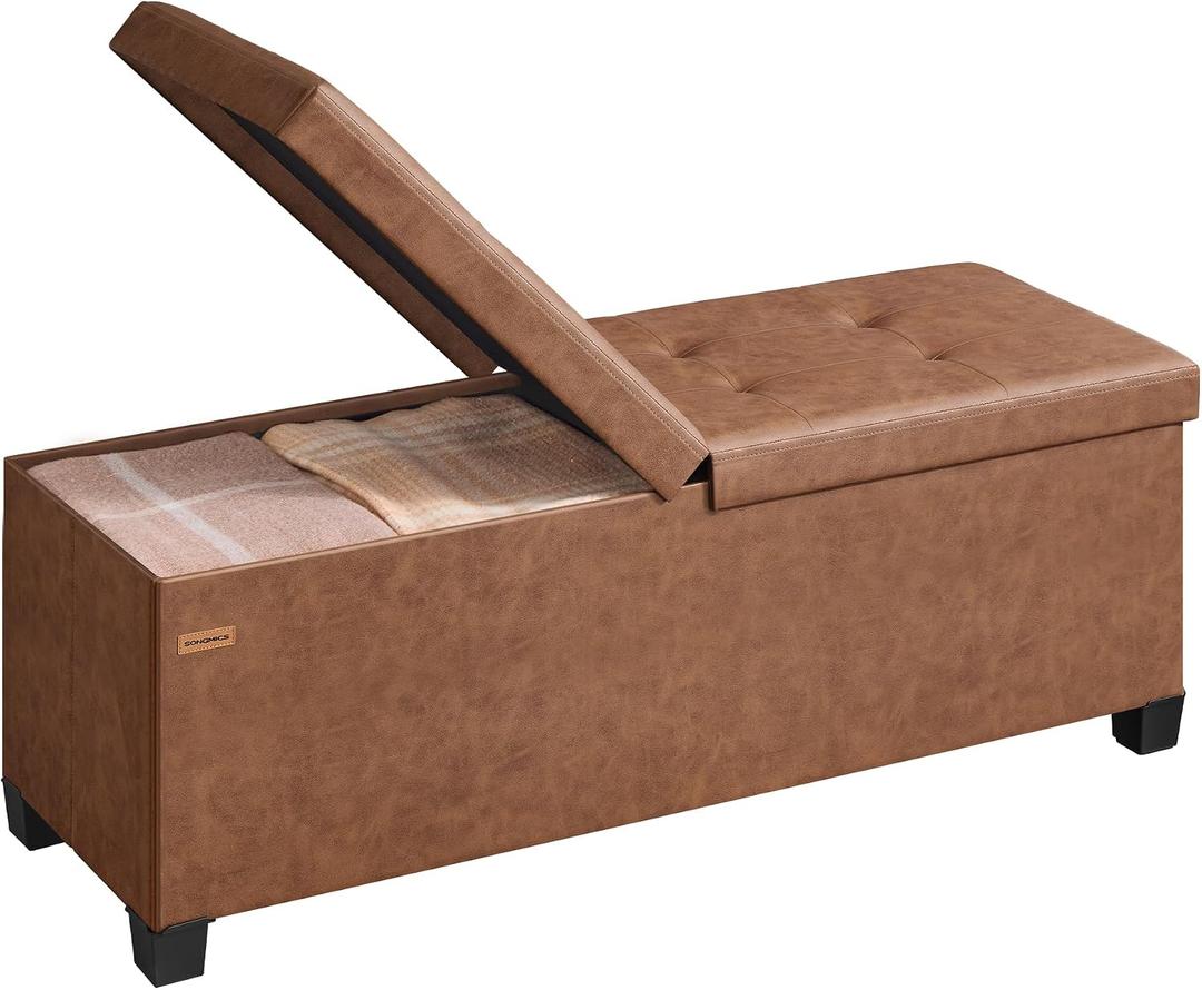 SONGMICS Storage Ottoman Bench with Legs, Flipping Lid, 43.3 Inches, 15"D x 43.3"W x 15.7"H