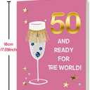 4 x OJsensai Happy 50th Birthday Card Gifts Decoration for Women Her，5x7inch | 50 Year Old Birthday Card for Mom Wife Grandma Nana，Heartfelt Inside MessageIdea，Idea for Party Decoration and Celebration, 8 x 5.3 inches / 20.5 x 13.5 cm