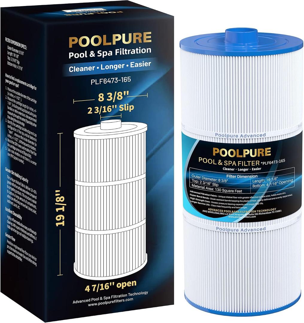 POOLPURE 6473-165 Spa Filter Replaces Sundance 6473-165 (Only Outer Filter), AK-6473165, UFC-165, Sundance Spa Filter 880 Series, Sundance MicroClean Ultra Hot Tub Filter Cartridge 1 Pack (6473-165)