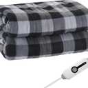 Eydna Electric Heated Blanket Full Size 72"x84",Fast Heating, Soft Fleece for Bed & Sofa, 10 Hs Auto Off & 4 Heating Levels, Machine Washable, Gifts for Grandma & Family-Plaid Pattern, Dark Gray