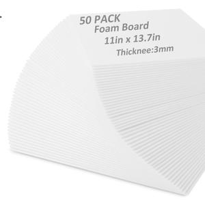 50 Pack White Foam Board for Projects, 11 x 13.7Inch Foam Core Baking Board Mat Board Center, 1/8Inch Thick Polystyrene Foam Sheet for School, Presentation, Signage & Art Crafting (11x13.7inch-50pcs)