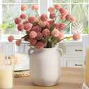 Vintage Ceramic Vase with Handle, 7 Inch Farmhouse Rustic Pot, Retro Table Centerpiece for Coffee Desk, Living Room Bookshelf & Fireplace Dining Room Mantel Decor