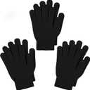 Cooraby 3 Pairs Kid's Winter Magic Gloves Thicken Knitted Cashmere Warm Gloves Children Stretchy Unisex Gloves for Boy Girl (Black)