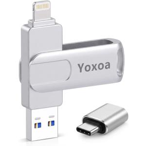 MFi Certified 256GB Flash Drive for iPhone & iPad, High-Speed Photo Stick for External Memory Storage, Backup & Transfer Files, USB Stick for iPhone/iPad/iOS/Android/PC (Available Space: ~244GB)Silver
