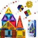 Mini Magnetic Tiles Toys, 27PCS Portable Magnetic Tiles with Storage Box, STEM Educational Building Blocks for Kids Ages 3 4 5 6 Toddler Gifts (Blue)