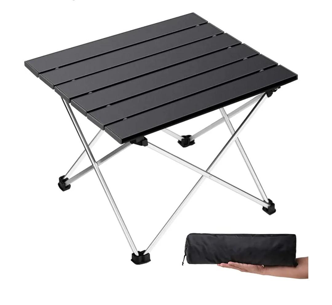 Zertylre Folding Camping Table Ultralight Aluminum Portable Beach Table with Carry Bag for Camping Hiking BBQ Outdoor Picnic(L)