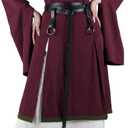 HiiFeuer 4 Pcs Renaissance Costume Women Embroidery Dress, Medieval Belt Skirt Hike Witch Dress Cosplay for Ren Faire (Red, L)