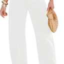 GRAPENT Barrel Jeans for Women High Waisted Trendy Wide Leg Baggy Ankle Length Stretchy Denim Trouser Jeans with Pockets (Size Medium, Cream White)