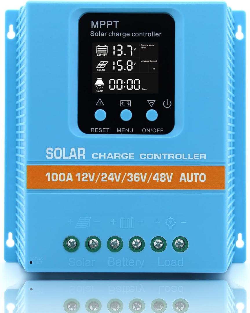 Upgraded 100A MPPT Solar Charge Controller 12V 24V 36V 48V LCD Display Battery Intelligent Regulator Max 100V Input Dual USB for Lead-Acid/Lithium