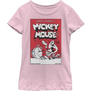 Disney Characters Mickey Band Comic Girl's Solid Crew Tee (S)