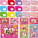 Jetec 48 Sets Valentines Picture Frames Craft Kit DIY Photo Frames Sticker Craft Make Your Own Paper Picture Frame for Home Activities Party Favors Decorations(Pink)