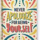 Never Apologize For Being Yourself Spiral Notebook / 8.5" x 11" Journal / 120 College Ruled Pages/Durable Gloss Laminated Softcover/Gold Wire-o Spiral Binding/Made in the USA