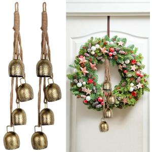 Chic Cow Bells 2Set Handmade Iron Christmas Decor Bells for Tree, Wreath, Doors & Walls