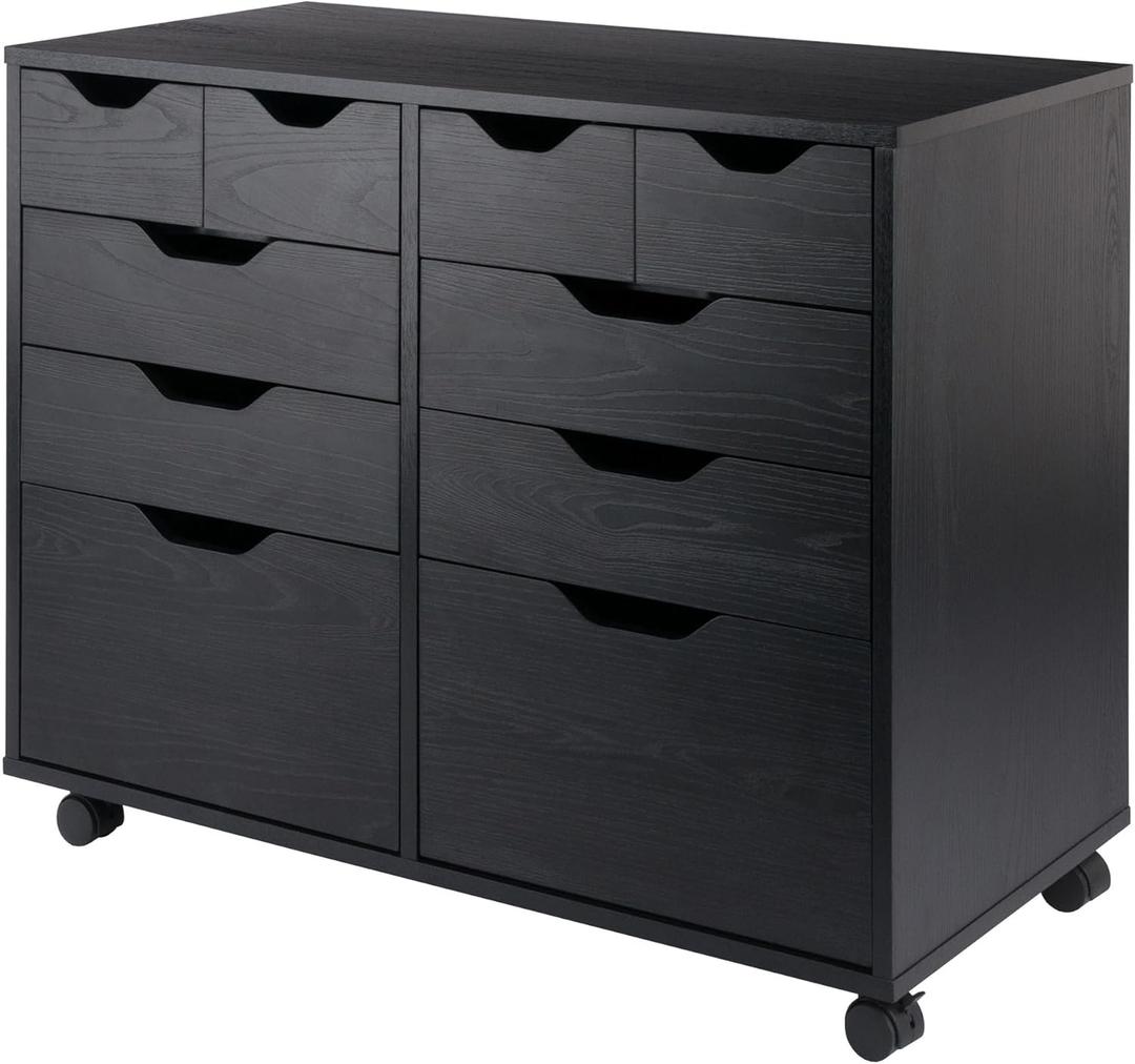 Winsome Halifax Mobile Storage Cabinet with Doors & Drawers, Stylish & Functional Home Storage Cabinet for Filing, Kitchen Organization, Moveable Furniture for Office, Dorms, Apartments (Black)