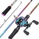 Sougayilang Spinning Fishing Reel Rod Combo, Two Pieces Colorful Poratble Light Weight Fishing Rod with Powerful Fishing Gear for Freshwater Saltwater