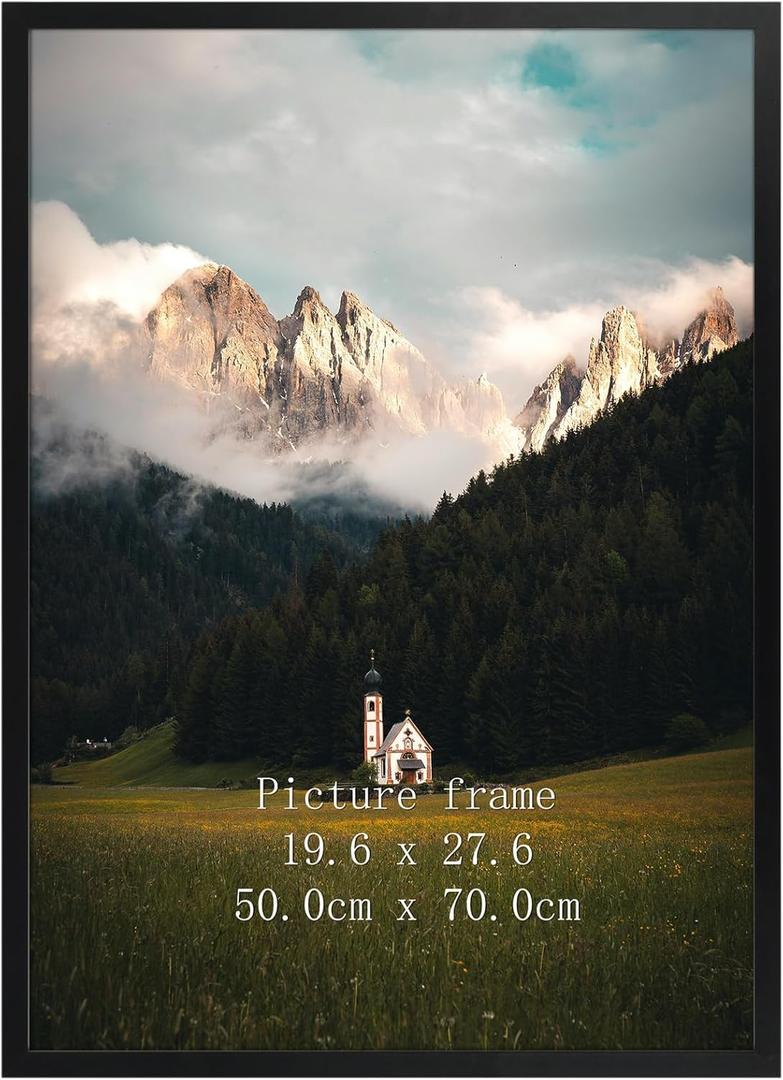Giftgarden 19.7x27.6 Puzzle Frame Black, 50x70cm Picture Frame for 1000 Pieces Puzzles Wall Display, Single