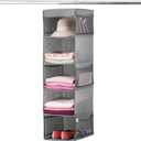 ZOBER Hanging Closet Organizer, 5-Shelf - Hanging Storage Organizer Shelves for Clothes, Towels, Toys - College Dorm Room, Nursery, & Home Closet (Grey)