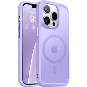 Vooii for iPhone 13 Pro Phone Case,[Compatible with Magsafe] Translucent Matte Shockproof Women Men Girl Protective Case Cover for iPhone 13 Pro (ONLY) 6.1", Light Purple